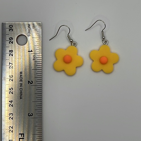 3 For $20 Cute Yellow Flower Drop Earrings - Retro Dangle Style  “You Pick 3” - Picture 3 of 7